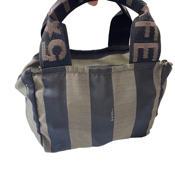 Fendi Roma Pequin Striped Brown Canvas Mini Bag - Picture 6 of 10
